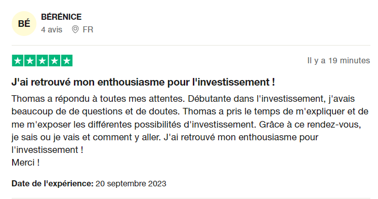 Témoignage de Bérénice — Bilan patrimonial